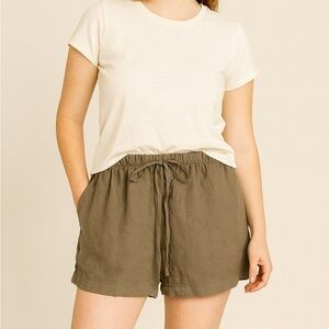 H&M Olive Linen Blend Shorts